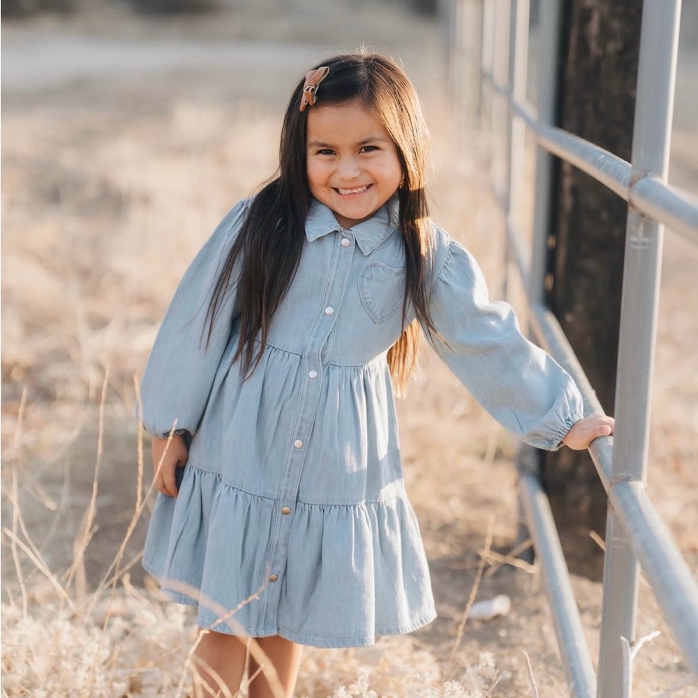 Old Navy Kids Light Blue Jean Jacket with Heart Detail